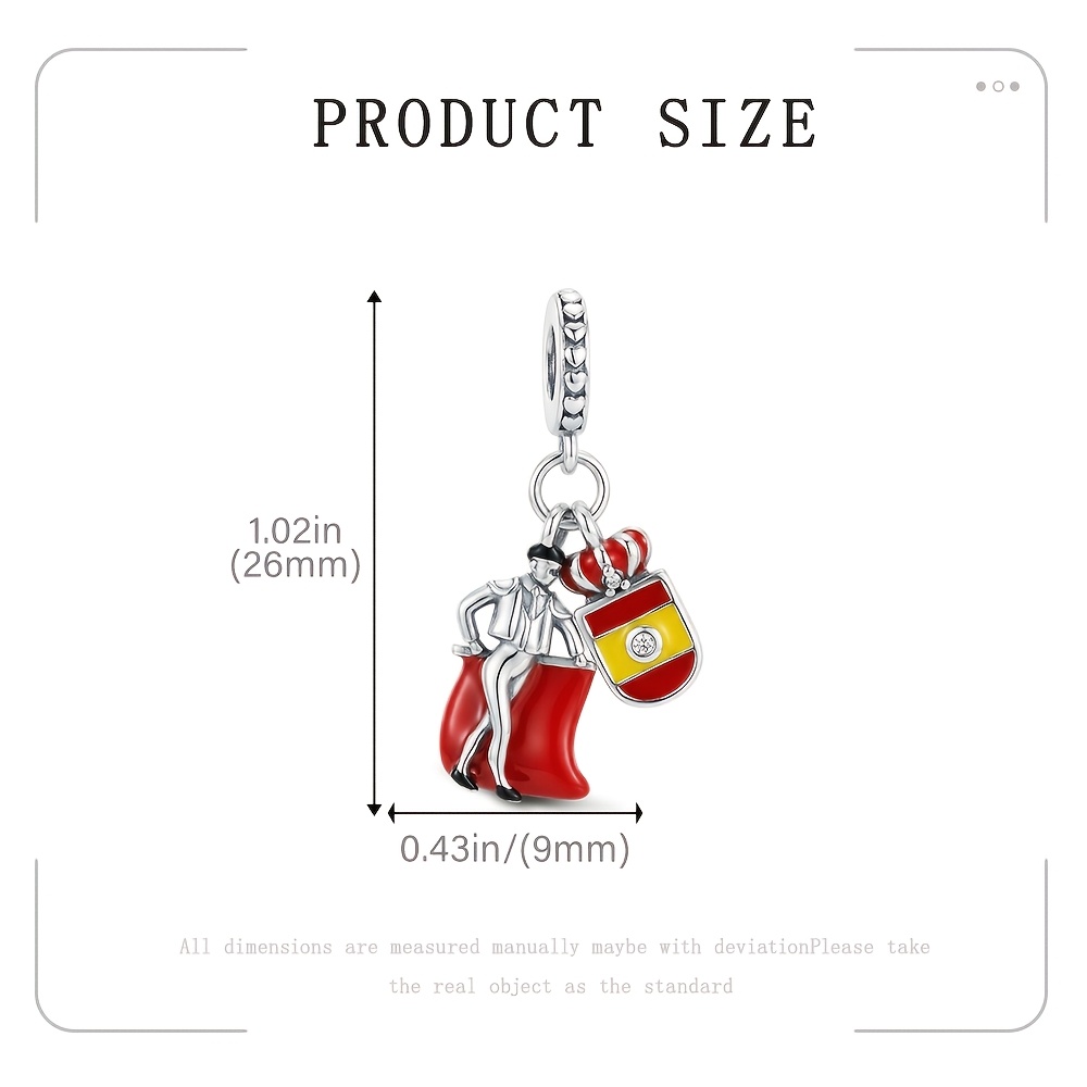 925 Silver Plated Vintage Matador Pendant for DIY Jewellery